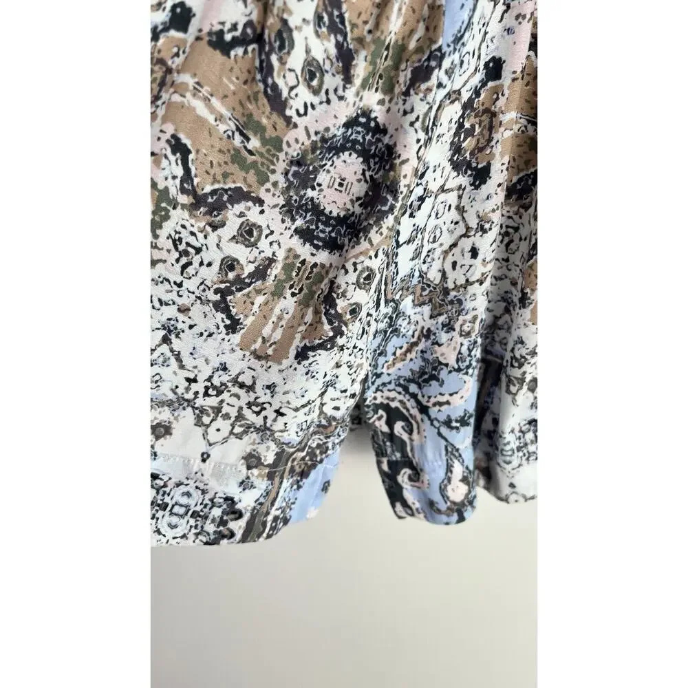 Free People Darcy Super V‎ Print Tank Top Cami Shell Career Blouse Shirt Size XS